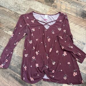 No Boundaries Burgundy Floral Crop Top